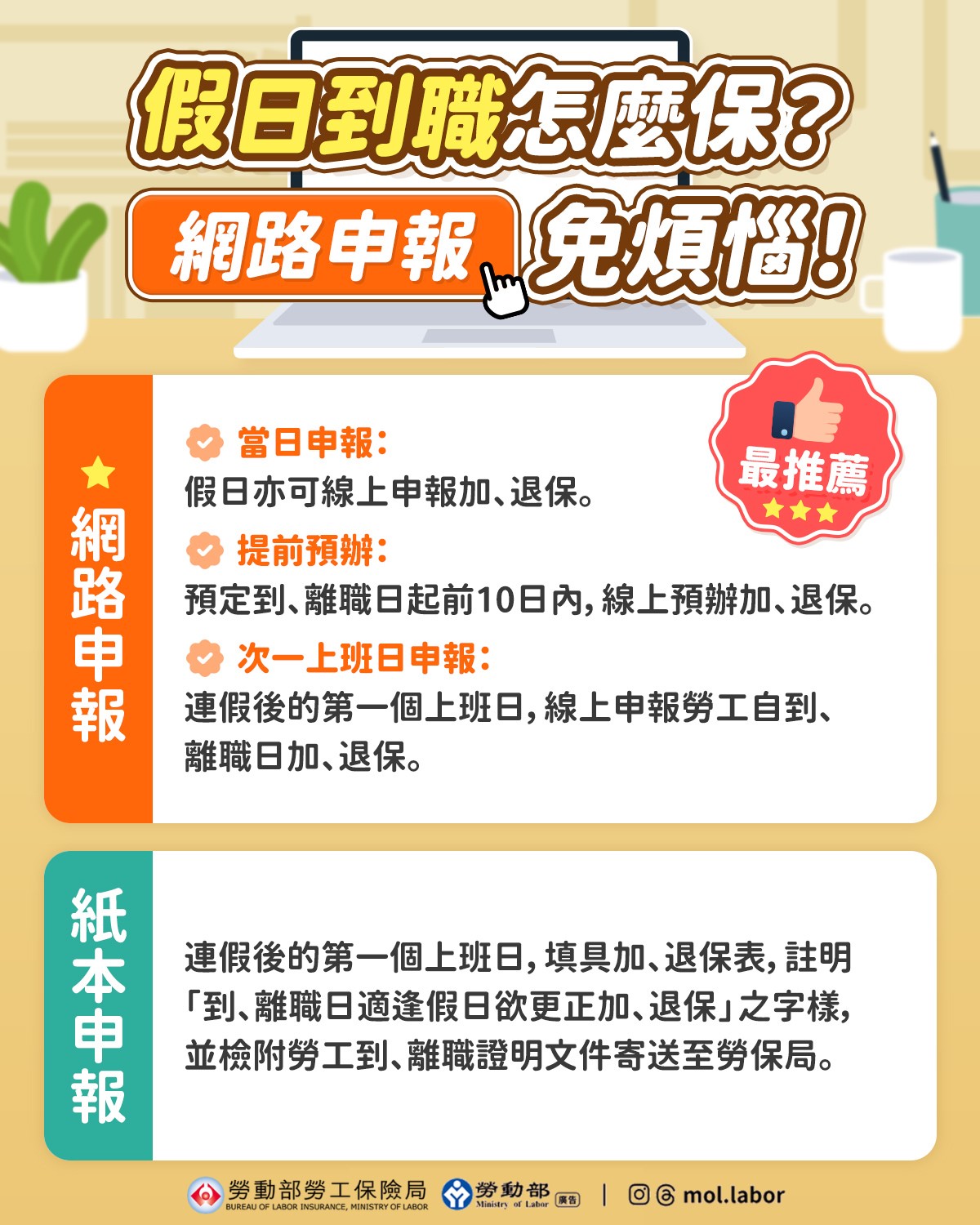 假日到職怎麼保？網路申報免煩惱！ 展示圖